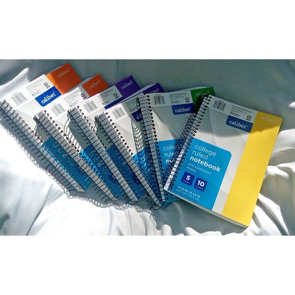 6 PACK College Ruled Notebook 5 Subject 10 Pockets 200 Sheets 9 1/2" x 6 1/2" . - Picture 9 of 11